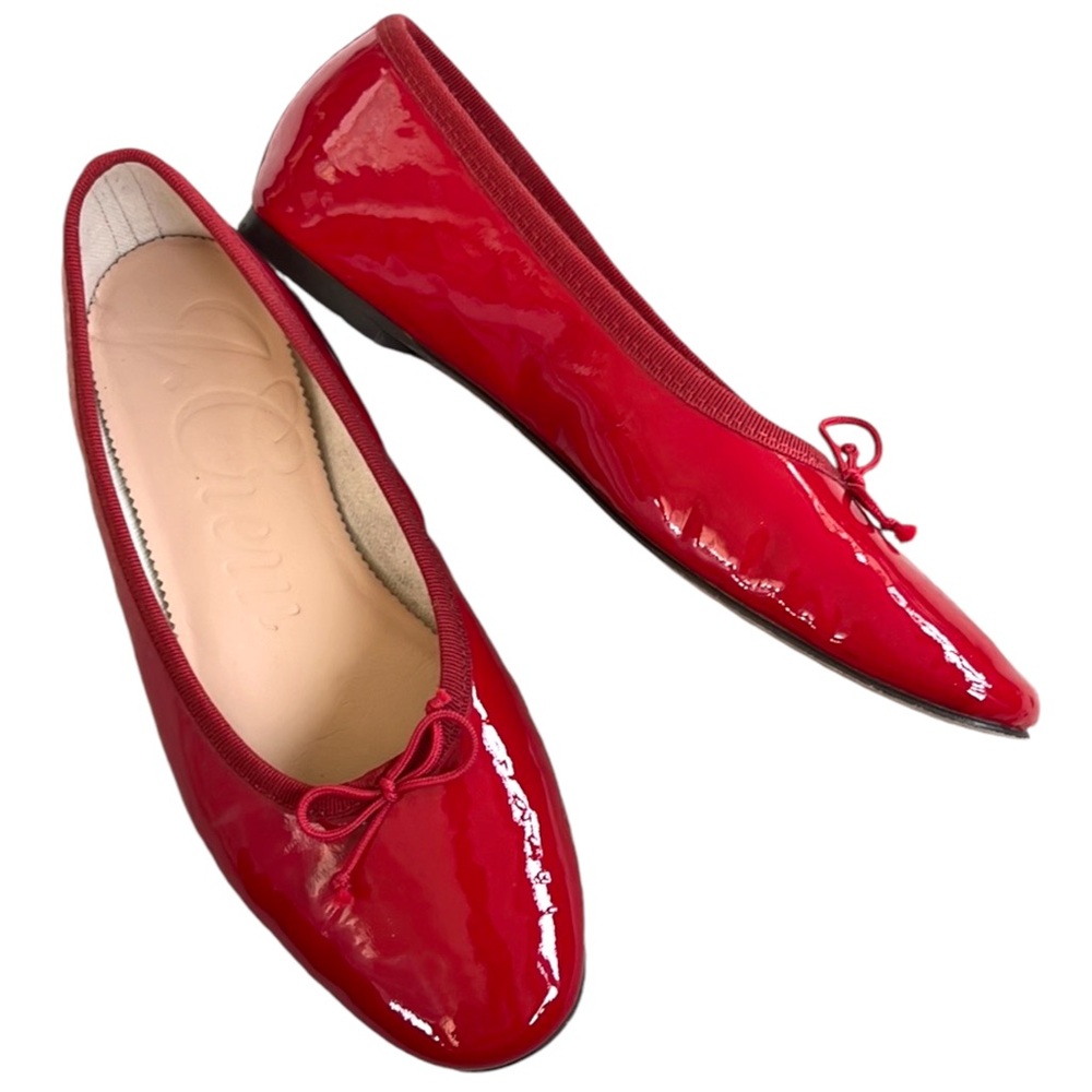 EUC J. Crew Leather Ballet Flats Red Size 6